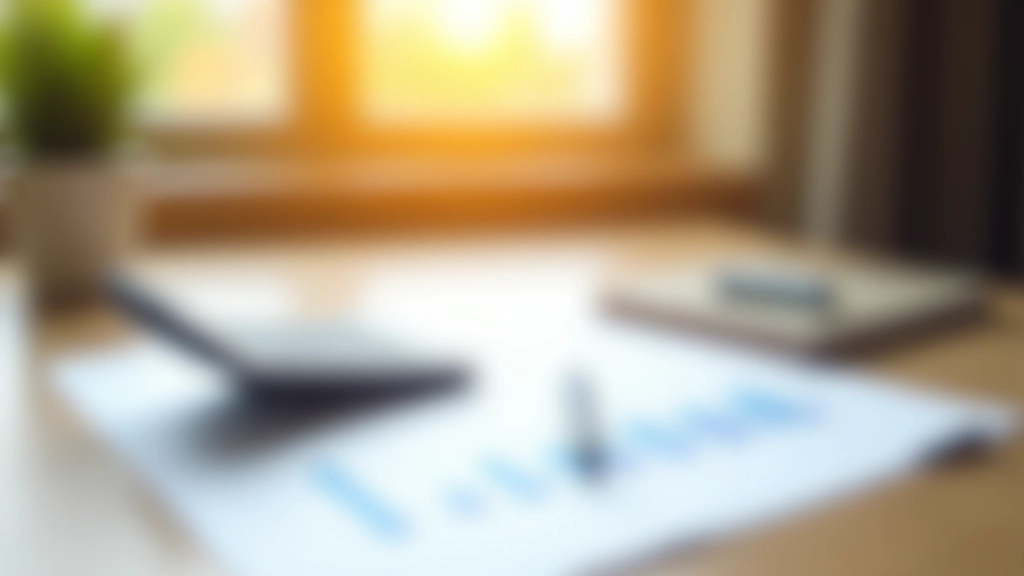 Taschenrechner und finanzielle Dokumente auf Schreibtisch mit Stift und Notizbuch