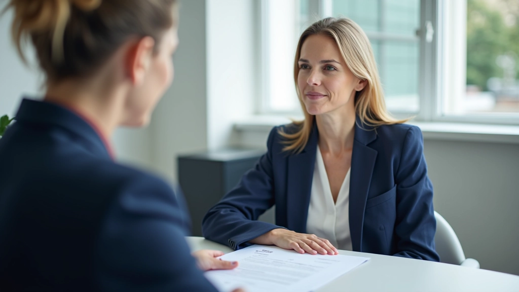 Finanzberater bespricht Sparplan mit Kundin in professionellem Beratungsgespräch