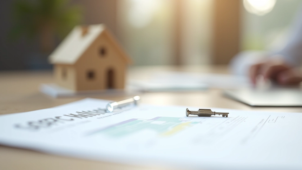 Hypothekenurkunde und Immobilienfinanzierungsdokumente auf einem Schreibtisch mit Hausschlüssel, symbolisiert die Darlehensphase