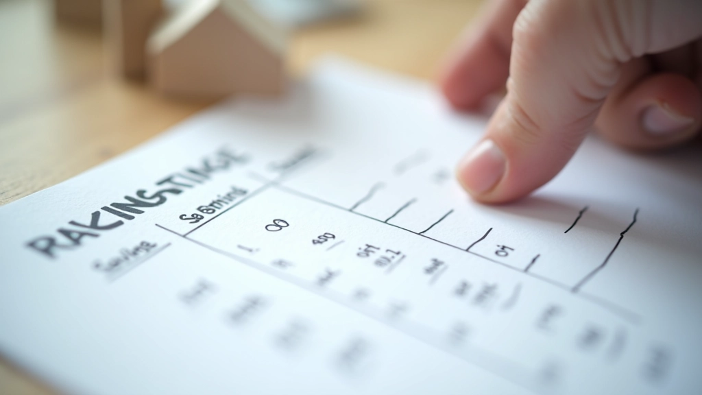 Vergleichstabelle auf Papier, Stift zeigt auf verschiedene Bausparkassen-Angebote